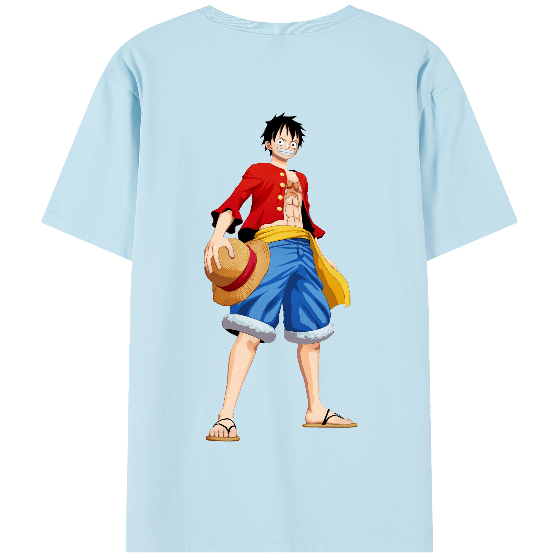 ワンピース モンキー・D・ルフィ ONE PIECE Monkey D. Luffy 綿100％半袖Tシャツ（背面プリント）